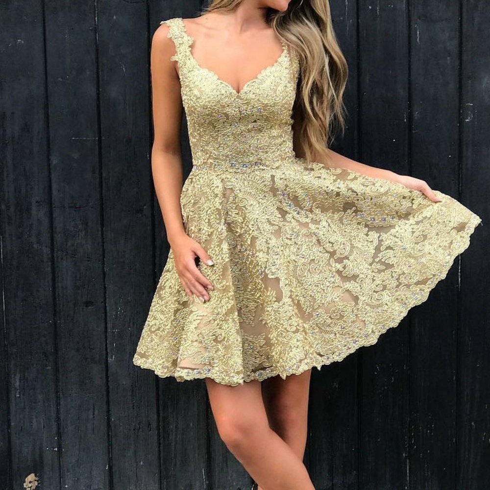 NWT Sherri Hill Short Gold Dress Style#51521